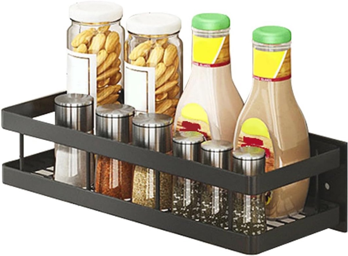 Kruidenrek 30 cm zwart zonder boren - Handige Keuken Organizer