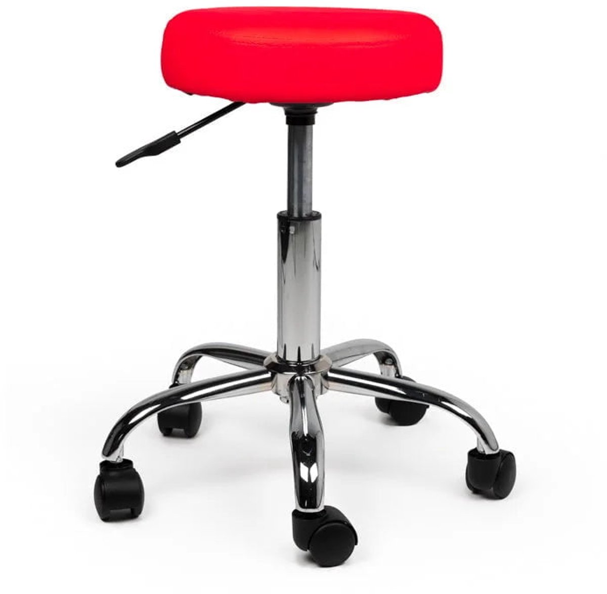 Ergonomische Tabouret Rood op Wielen Laag (40-57cm) / zonder Voetsteun / Standaard wielen