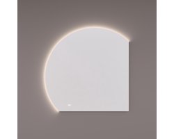 Miroir HIPP Design Moon-Line avec Éclairage LED Indirect - Arrondi Gauche - Diamètre 120 cm - 100L x 100H x 3P cm - Chauffage du Miroir - Changement de Couleur - Gradateur Tactile