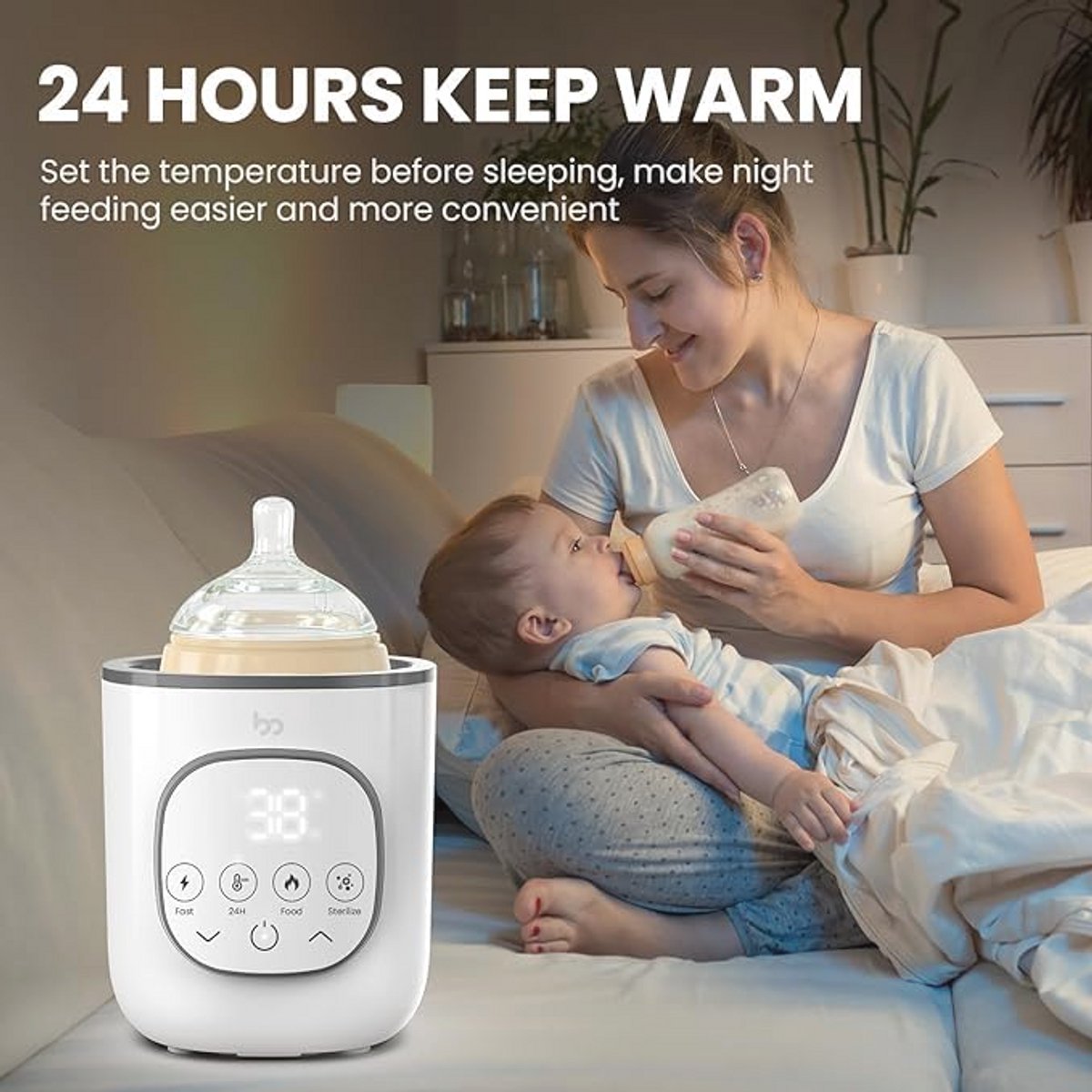 8-in-1 Multifunctionele Babyflessenwarmer voor Gelijkmatig en Snel Verwarmen van Moedermelk en Melkvoeding