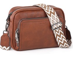 TAN.TOMI Crossbody Tas Dames – Kleine Schoudertas – Trendy Damestas – Verstelbare Band – Lichtgewicht - Bruin