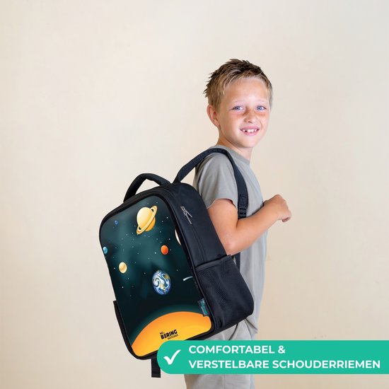 Sac à dos noir - Cartable garçon & fille - Espace avec planètes - Sac à dos scolaire - Cartable enfant - Sac à dos scolaire - Sac à dos enfant