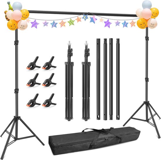 SEDGEWIN Adjustable Photo & Video Studio Background Stand with Carry Bag, Spring Clips, 2.6 x 3 m