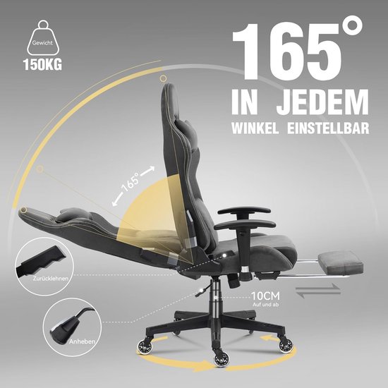 Gamingstoel Met Massagefunctie En Luxe Stof Ergonomische Bureaustoel 