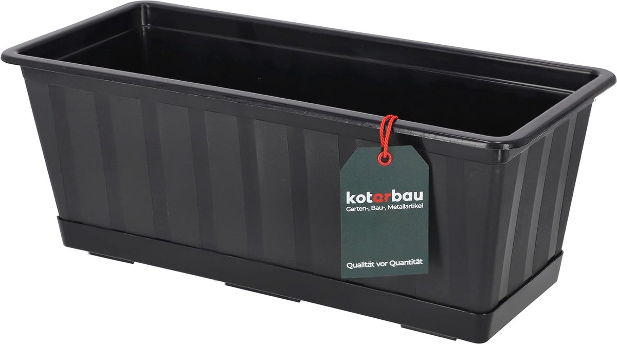 Bloembak met schal 40 x 18 x 15 cm - Antraciet voor Balkon en Vensterbank