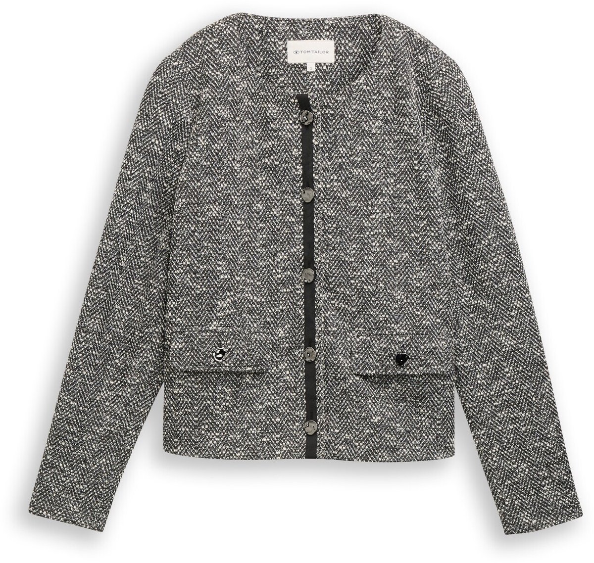 Tom Tailor - Regular fit bouclé jas - Maat S - salt pepper boucle structure