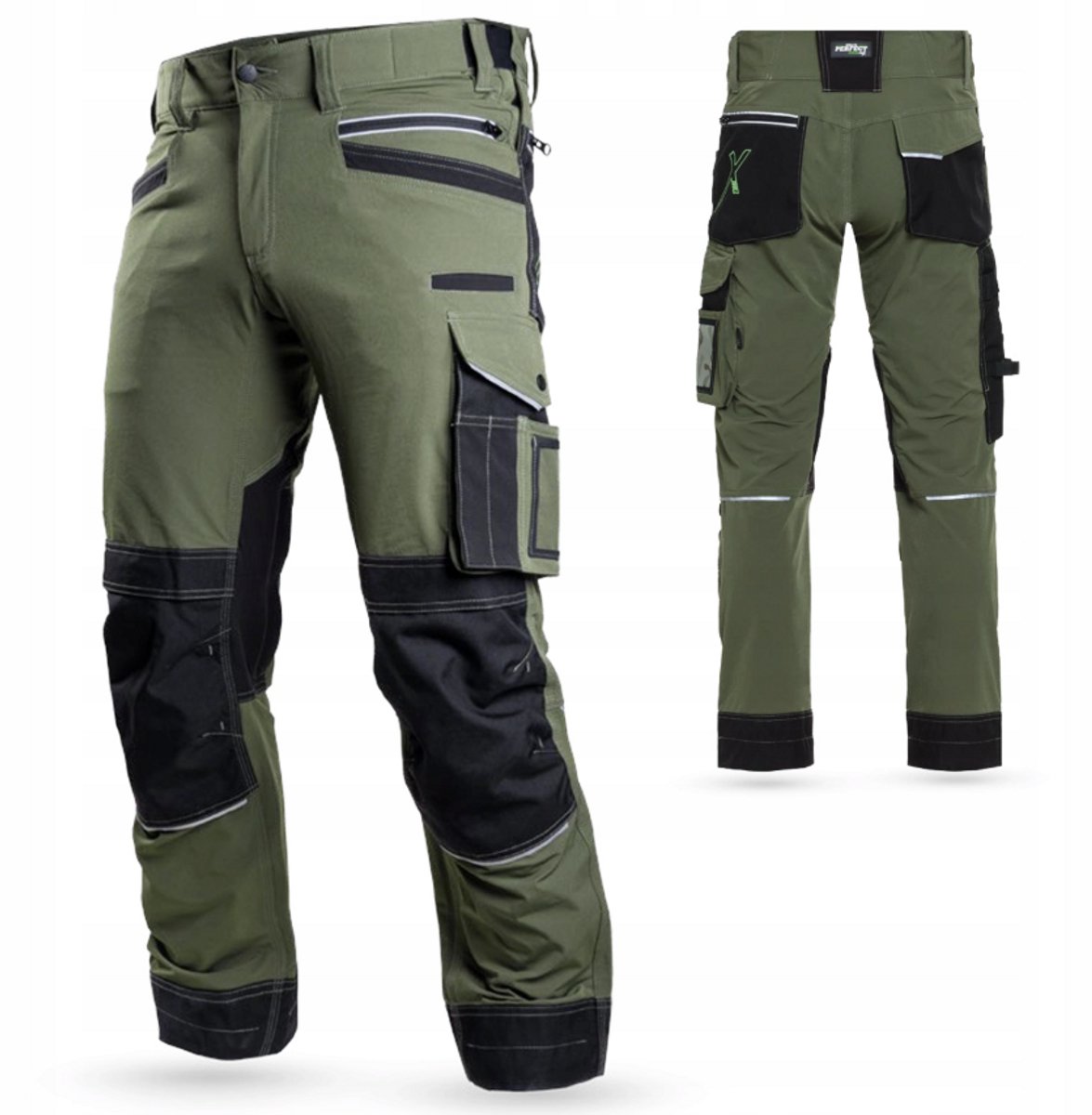 TOP QUALITY SAFETY TROUSERS STRETCH LINE size-L STALCO PERFECT S-79300 Khaki