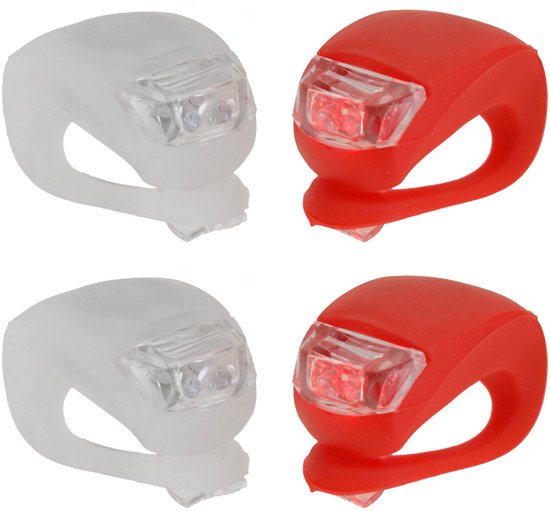 Ensemble de 4 éclairages de vélo Benson (LED, silicone, avant et arrière) - LED - en silicone
