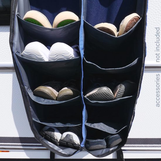 Caravan Organizer Schoenenrek - 10 vakken, 140 x 45 cm, multifunctioneel hangrek voor tent, voortent en caravan — afbeelding 4