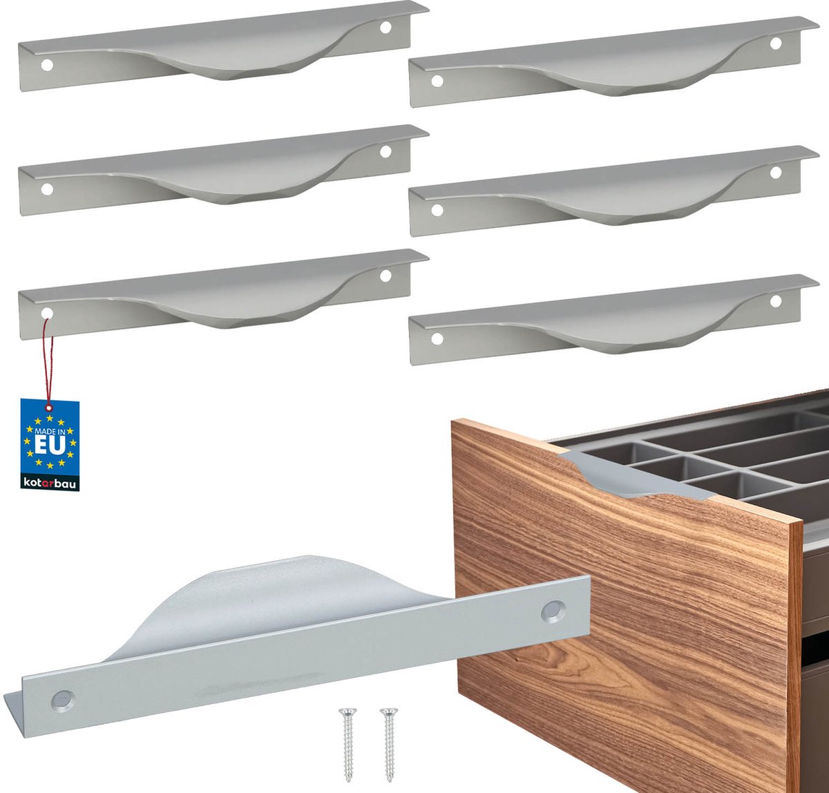 KOTARBAU Edge Meble Handgreep - 128/148 mm - Aluminium Srebrny - Set van 6