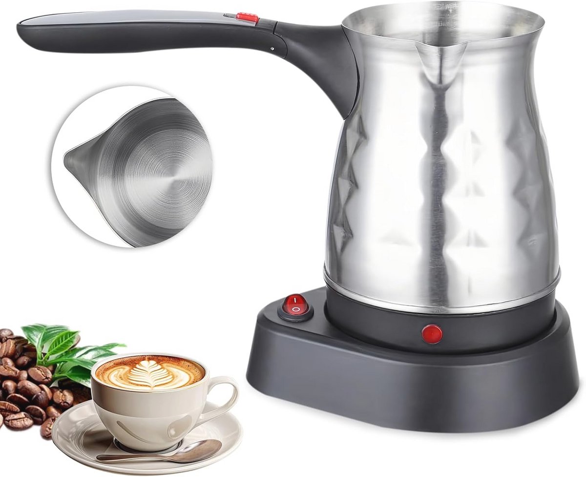 Turks Koffiezetapparaat 500 ml - Roestvrij Staal Koffiekoker met Inklapbare Handgreep en 600 W Vermogen