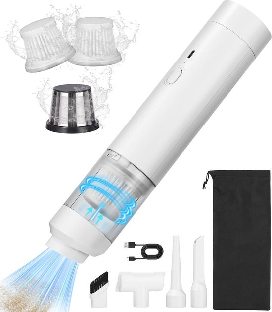 Draadloze Mini-stofzuiger met USB-C Opladen - 2-in-1 Handstofzuiger voor Auto en Outdoor