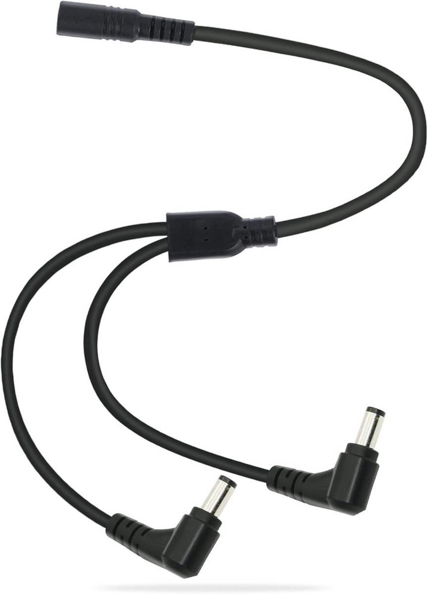 DC Splitter Kabel 1 Vrouwelijk naar 2 Mannelijk voor Bewakingscamera's - 0.7m Y Splitter Adapter
