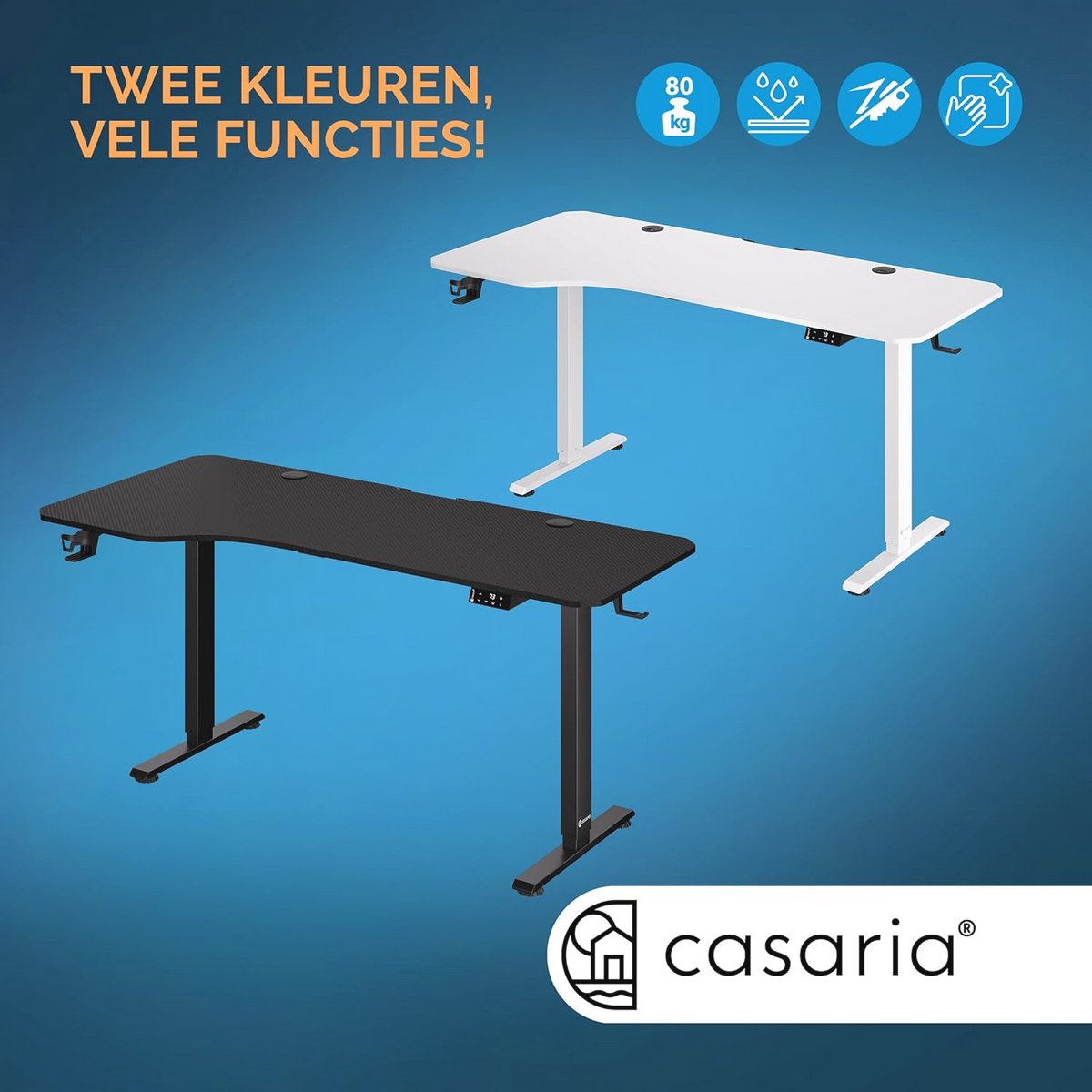 Hoogte Verstelbaar Bureau met Elektrisch LCD-scherm - Zit Sta Bureau Zwart - 140x60cm Stalen Frame
