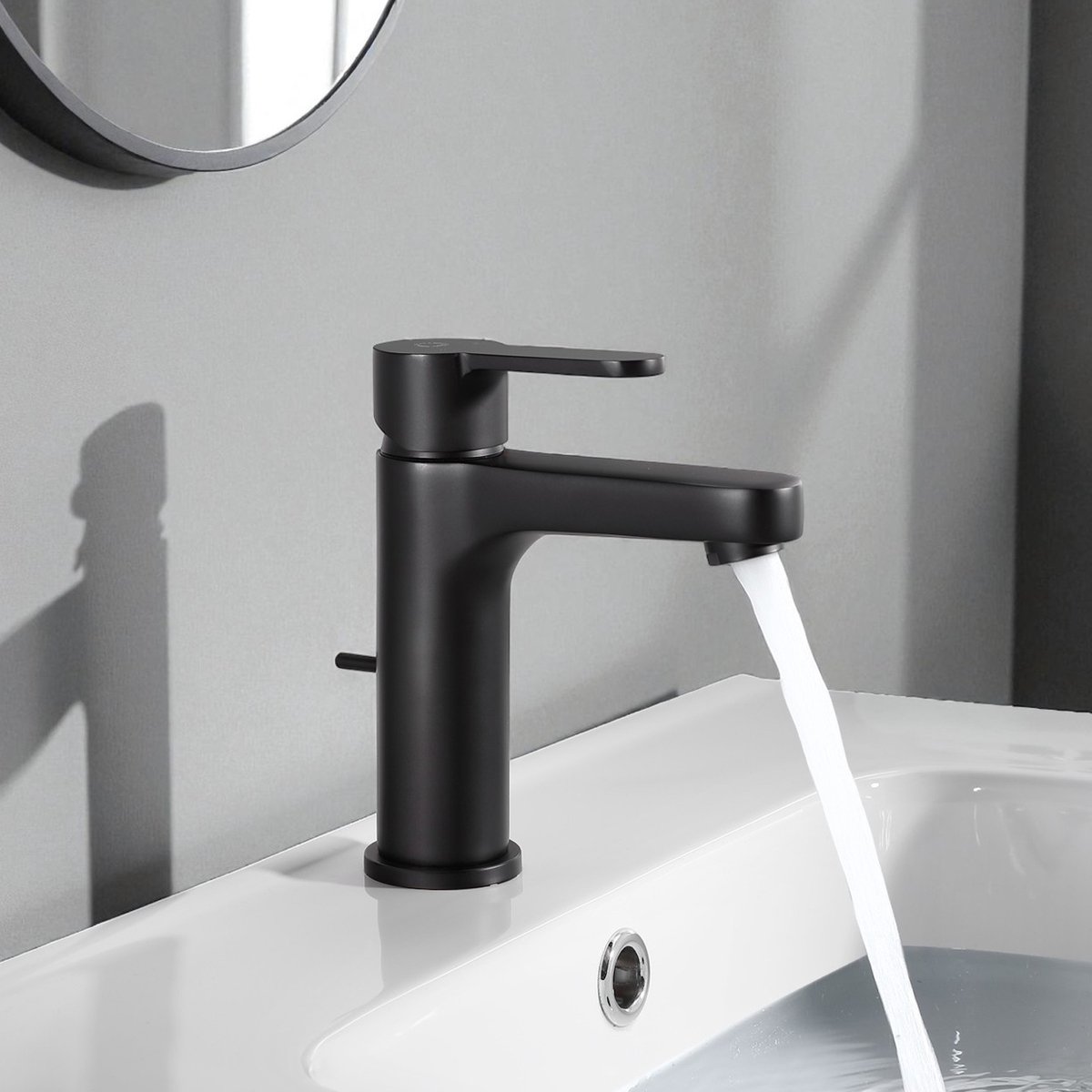 CECIPA Wastafelkraan - Zwart badkamerkraan - ééngreepsmengkraan-messing Wastafel Kraan - Met waste - Wastafelmengkraan - Toiletkraan - Warm en Koud - Waterbesparend