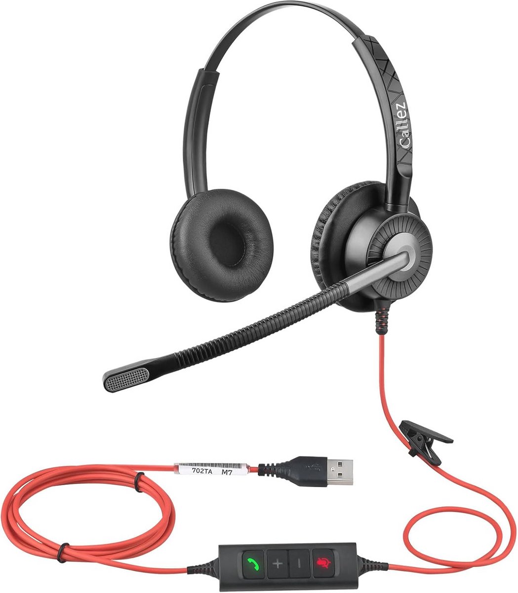 USB-headset met microfoon voor pc en videoconferenties met ruisonderdrukking