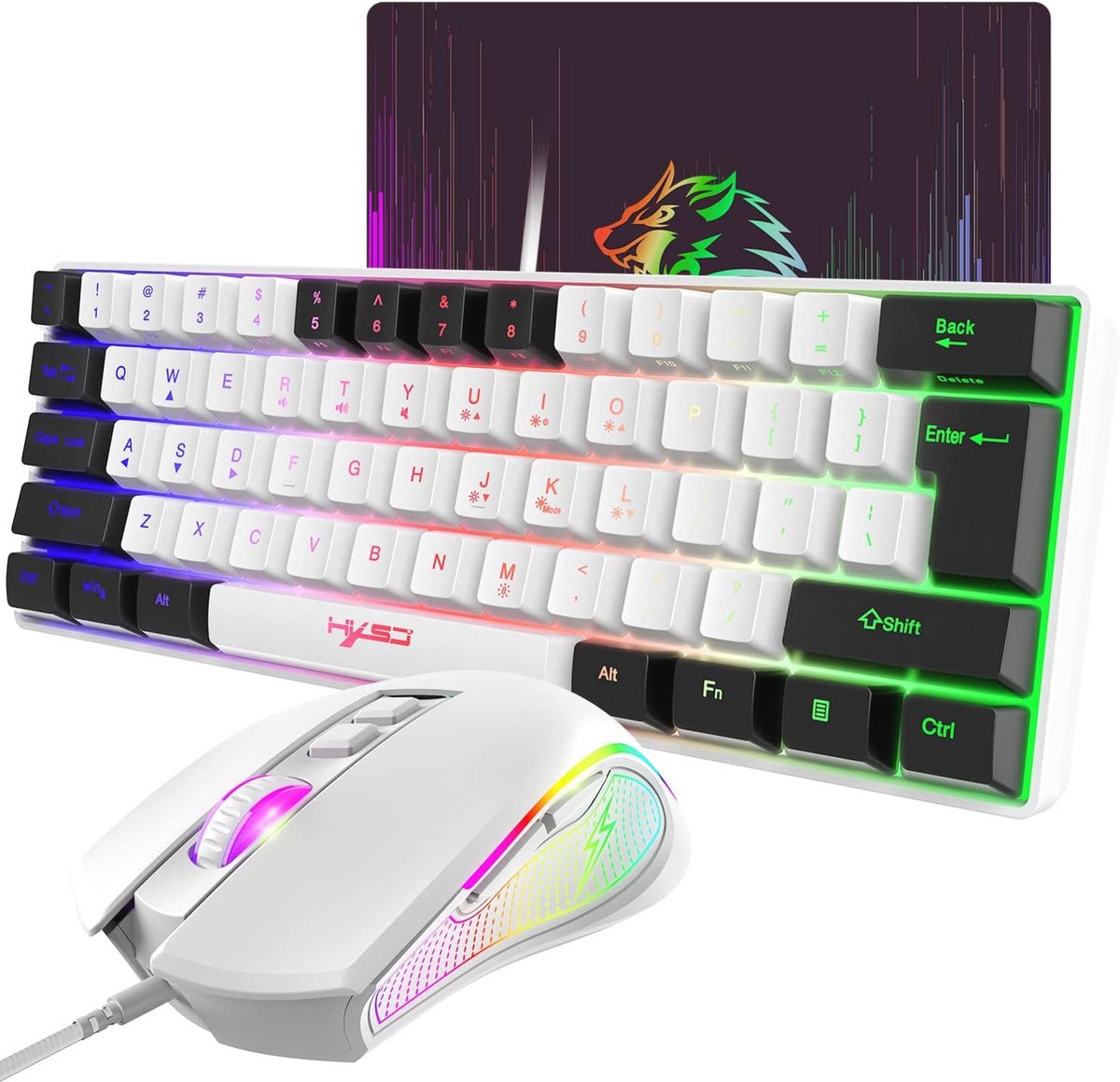 60% Gaming Toetsenbord en Muis Set met RGB Achtergrondverlichting - Mechanisch Gevoel voor PS4