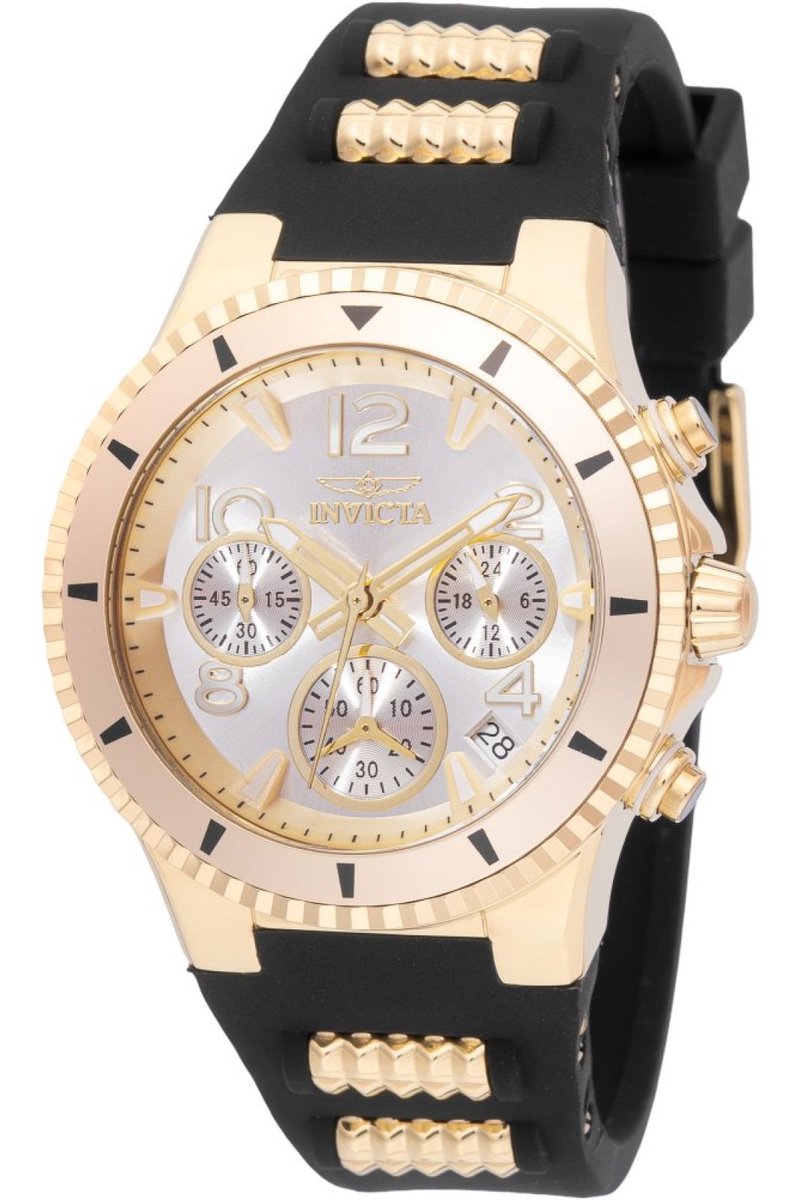 Invicta BLU 49804 Dames Horloge - Waterdicht - Analoog - Quartz Uurwerk - Roestvrij Staal met zilveren Wijzerplaat - 39mm