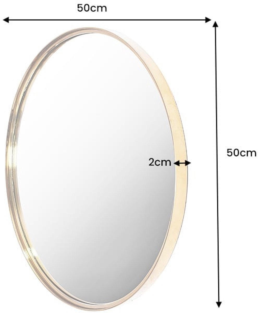 Ronde wandspiegel PORTRET 50cm goud metalen frame handgemaakt - 42798