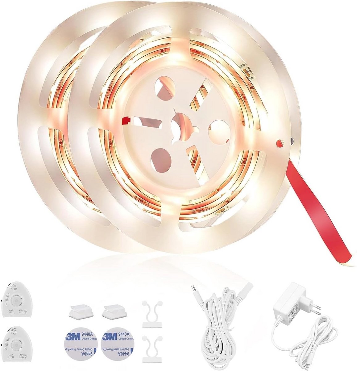 LED Bedlicht met Bewegingssensor - Dimbare Nachtlamp voor Babybed (2 stuks, 2 m, Warm Wit)