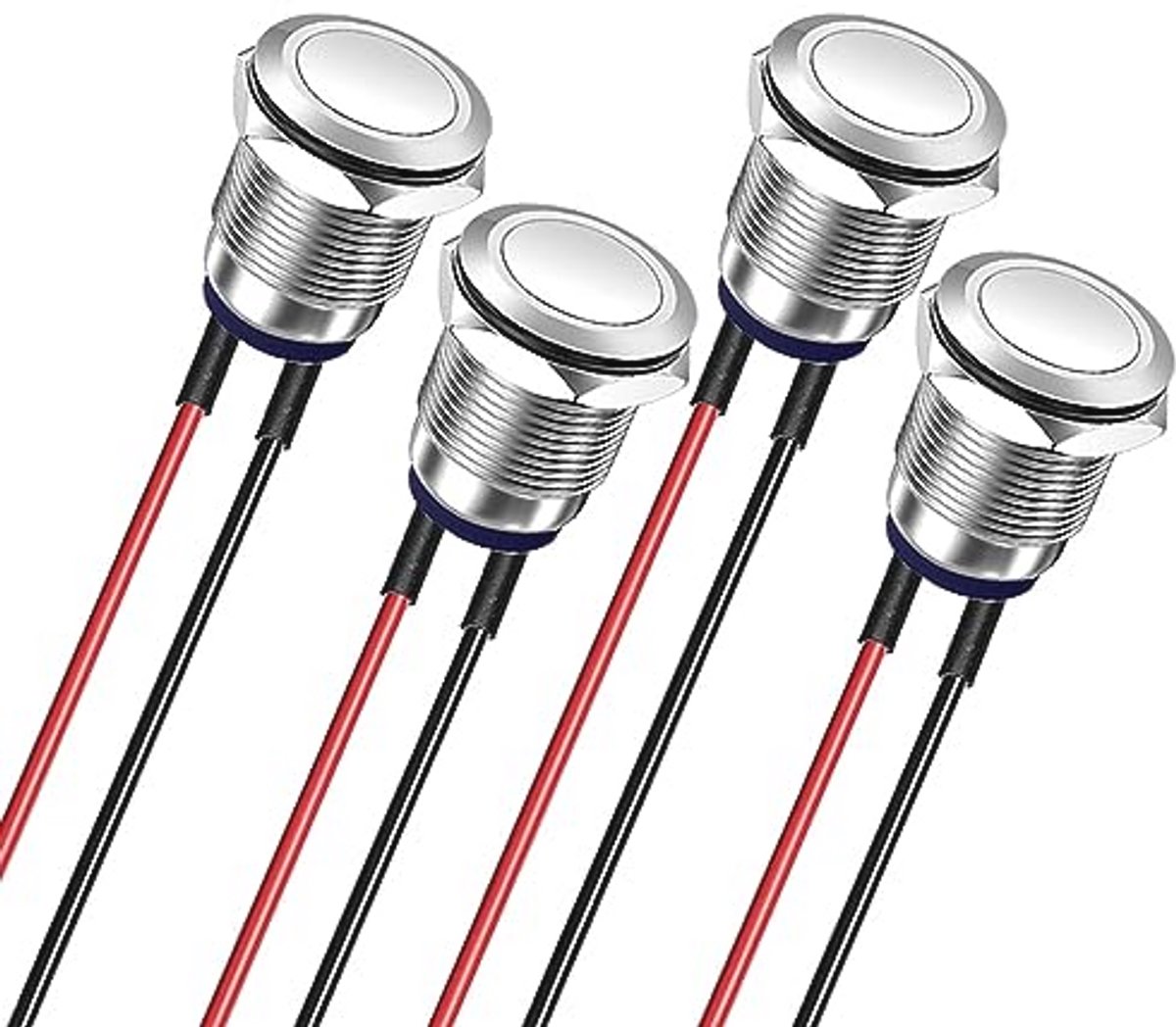 Waterdichte Drukknopvergrendeling 12mm voor 12V/24V/110V/250VAC - 4 Stuks