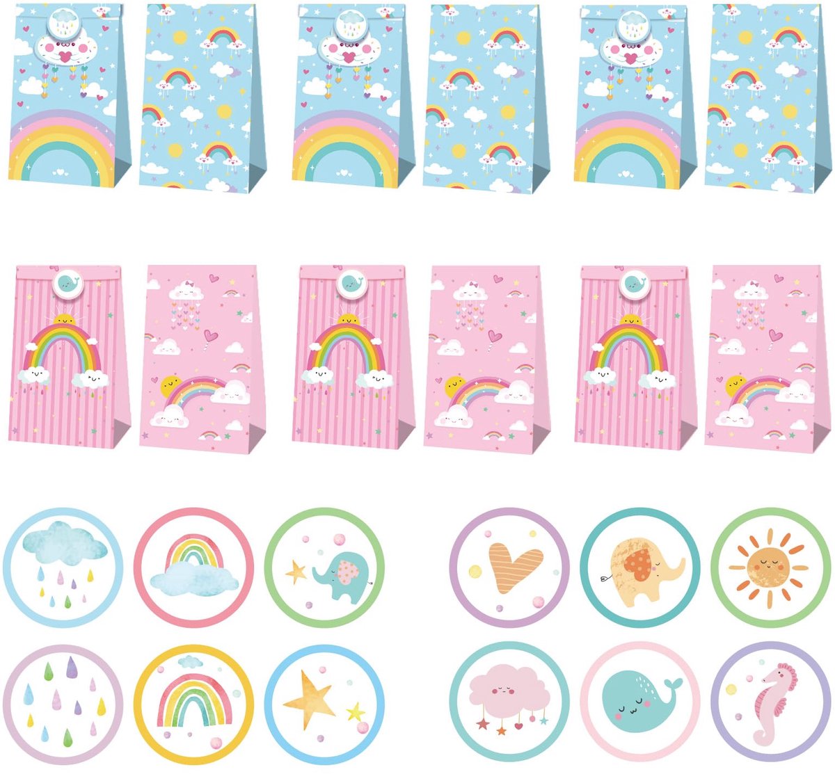 IMPERATORIS® Uitdeelzakjes met Strip/Stickers - Koekzakjes/Snoepzak/Geschenkzakjes - 12 stuks