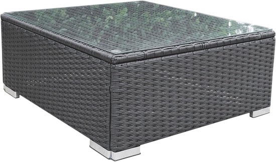 Loungeset met tafel 8-zits XXL rechtszijdig modulair PE rotan Grijs