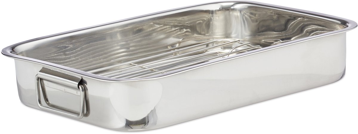 Braadslee 2-delig - 43x7x31 cm - zilver