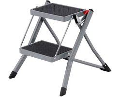 Trapladder 2 Treden - Huishoudtrap Opvouwbaar - Keukentrap Inklapbaar - Anti-slip Treden - Max. 150 kg