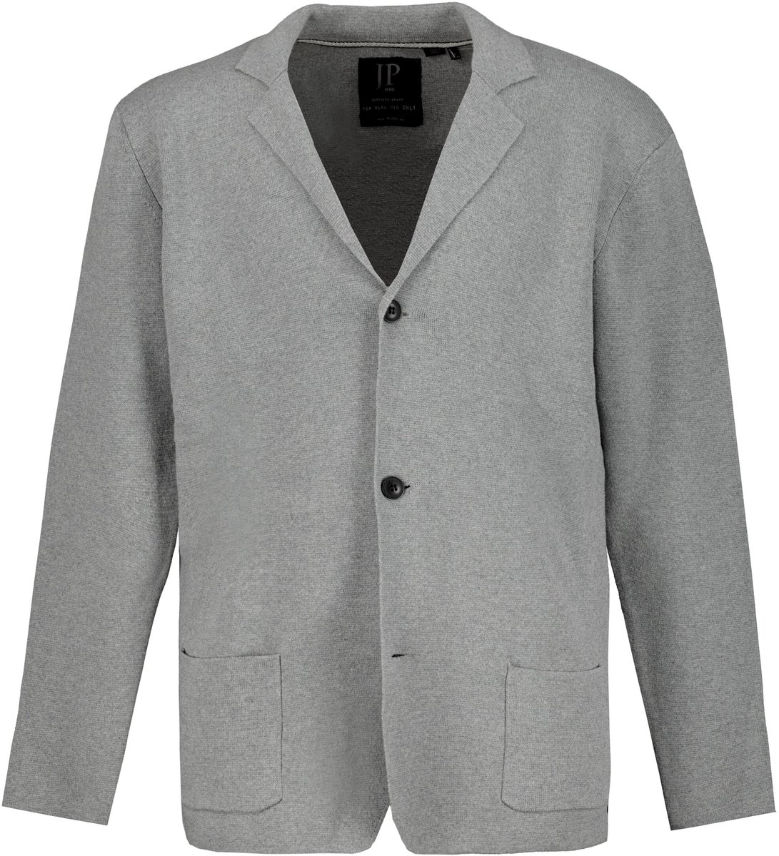 JP 1880 - Heren - Gebreid jasje FLEXNAMIC® Milano-breigoed reverskraag - Grijs melange - Maat 6XL