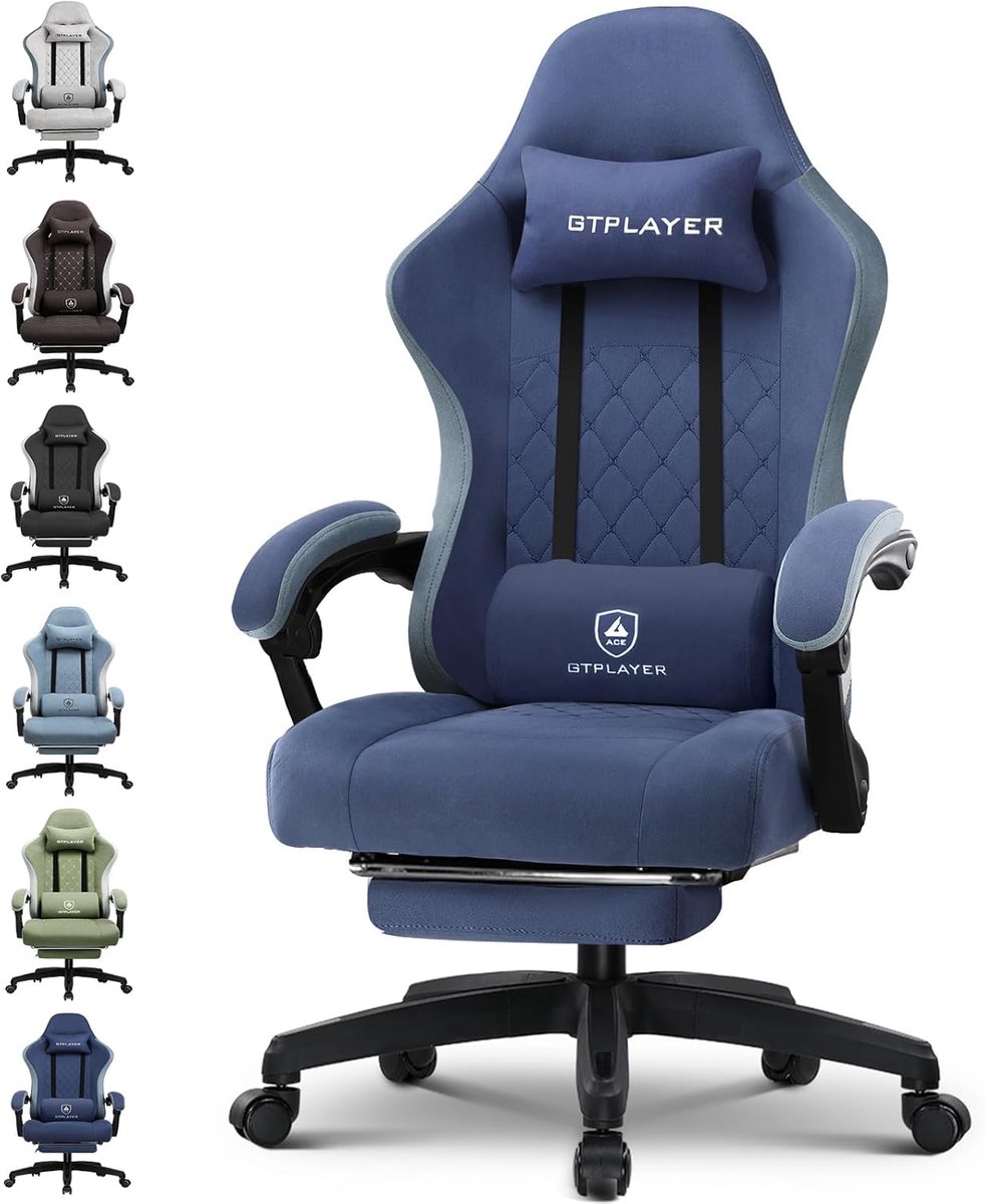 GTPLAYER Gamingstoel Ergonomisch met Voetensteun - Blauw