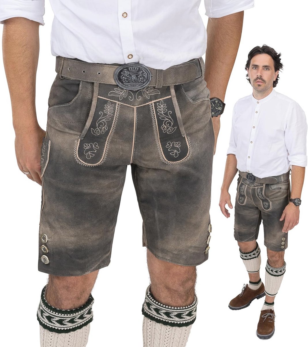 Korte Lederhose Heren Voor Oktoberfest - Traditionele Klederdrachtbroek