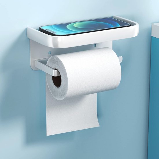 Opbergrek Voor 3 Reserve Rollen Susswiff Staande Toiletpapierhouder - 4-in-1 Met Borstel & Plank - Roestvrij Staal - Zonder Boren Toiletpapierhouder Met Plank Geen Boren