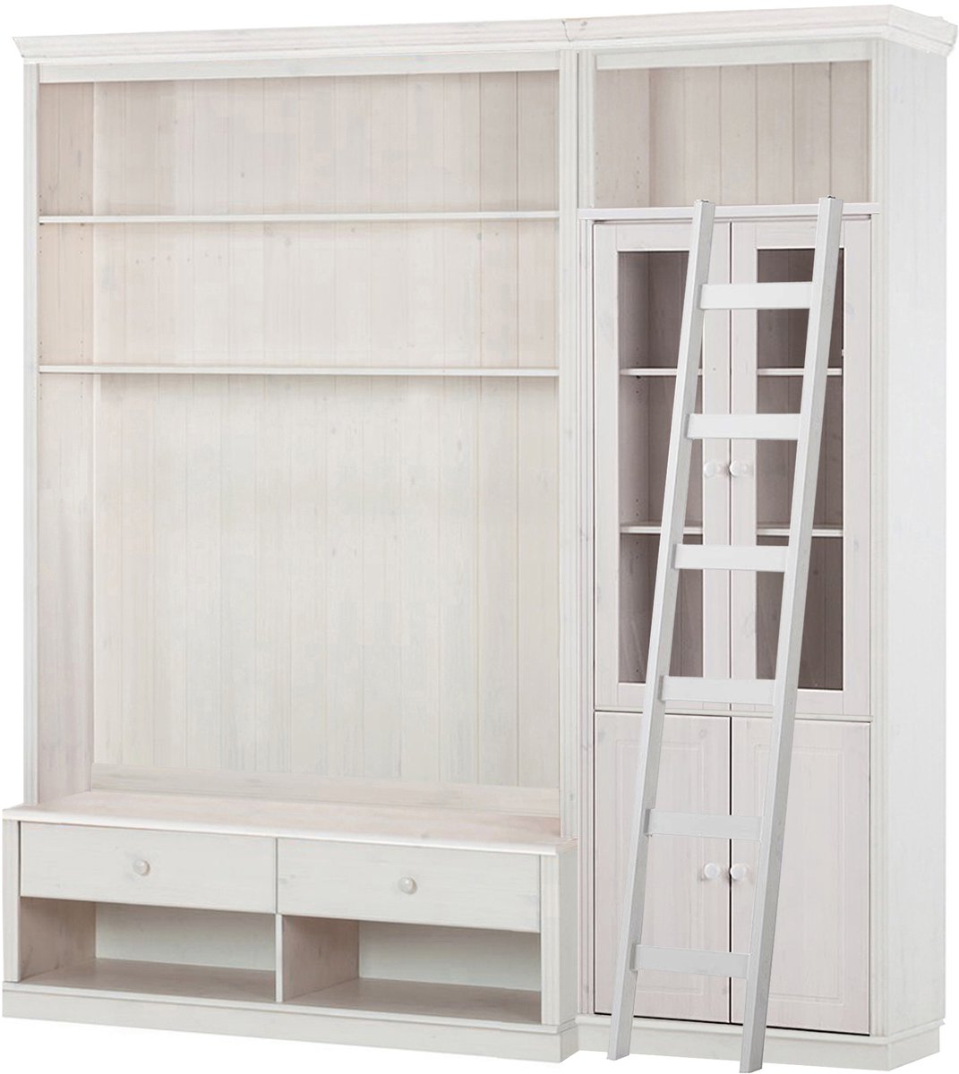 Notio Living Anita-Wandmeubel - Tv-lowboard & Ladder - Wit