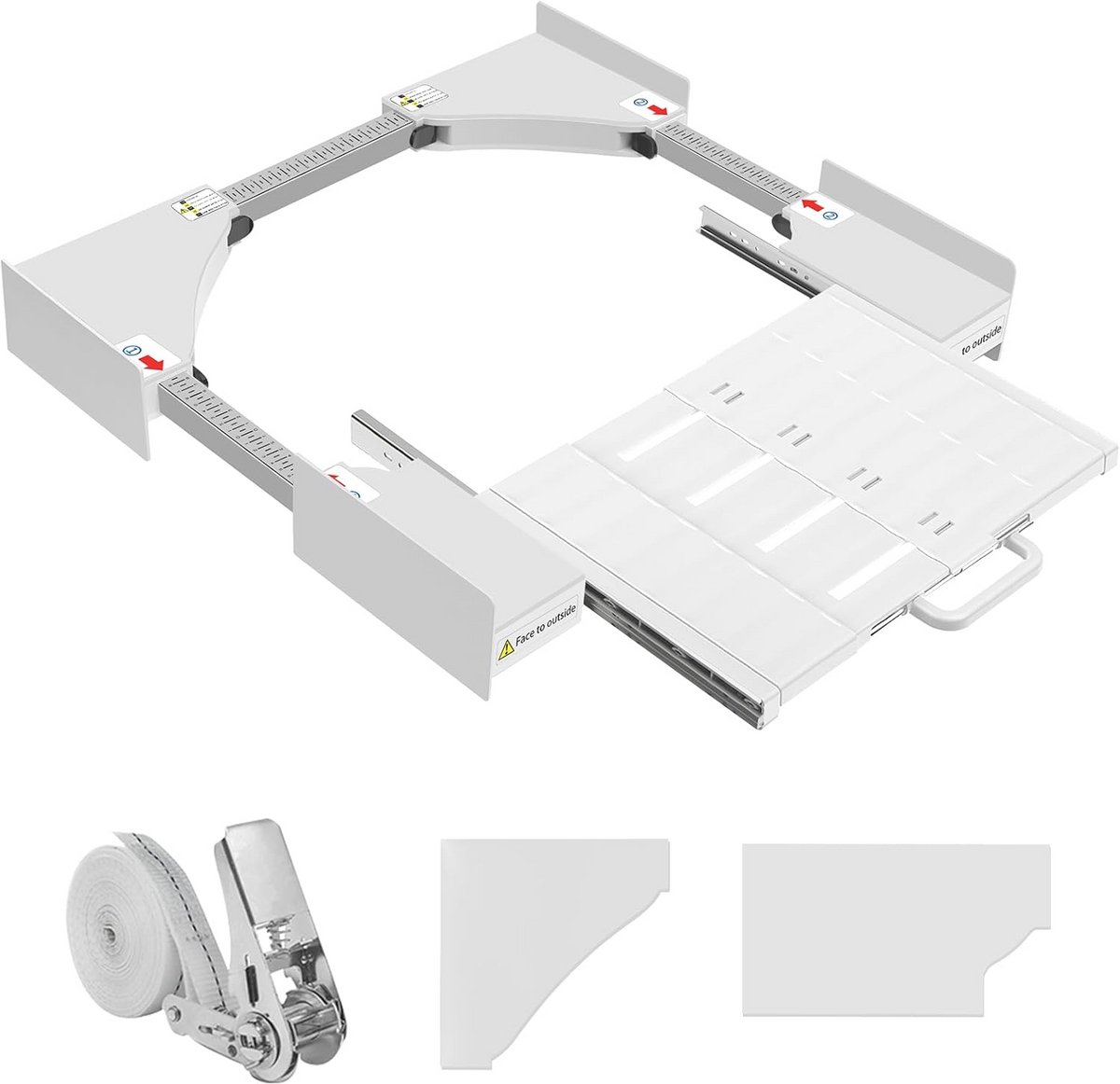 Overlayset voor wasmachine en droger, verstelbare stapelset met tussenframe en plank