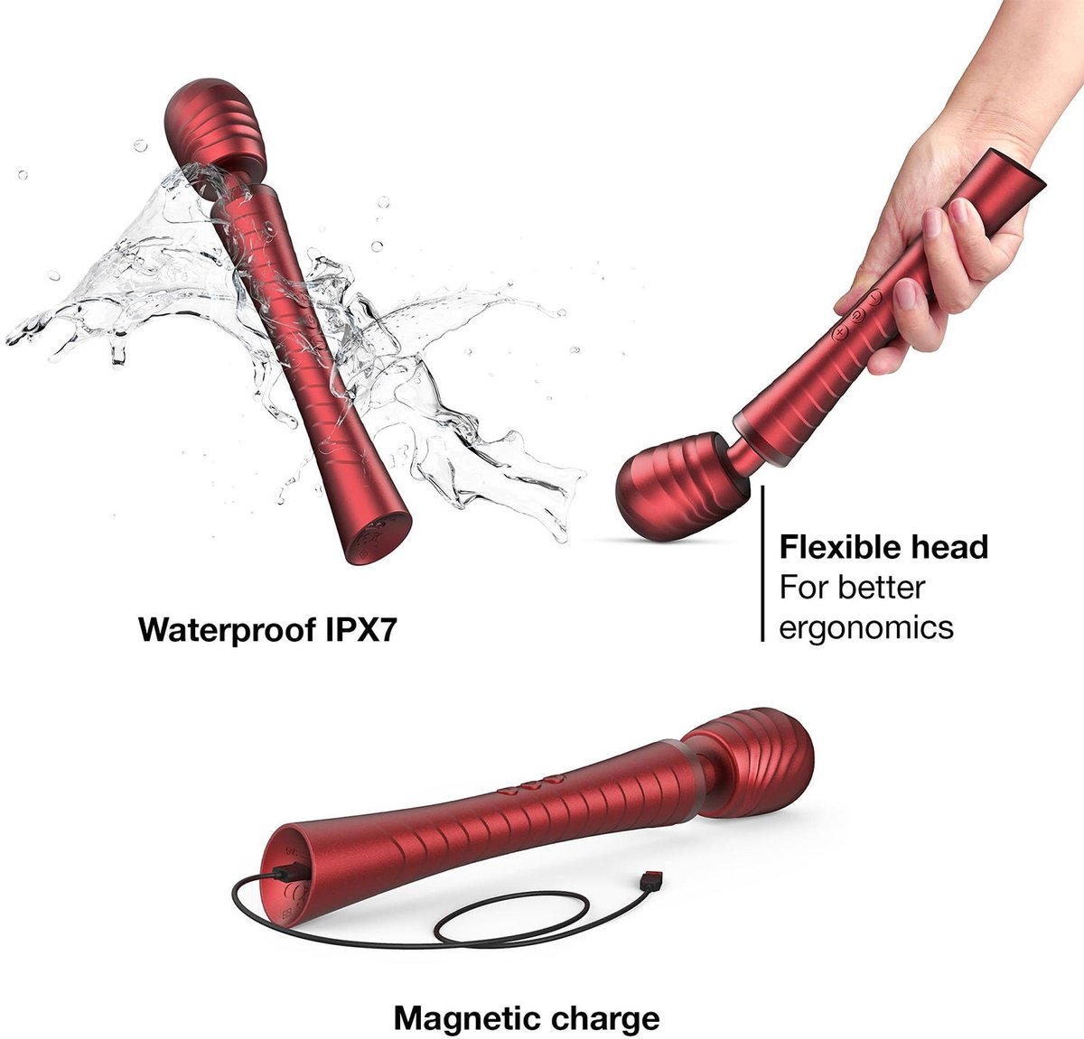ManWan - Man.Wand Edgy - Wand Vibrator voor Haar & Hem - Red Velvet