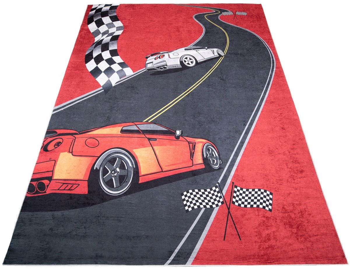 Kinderkleed Raceauto's 80x150 cm - Kleurrijk & Wasbaar