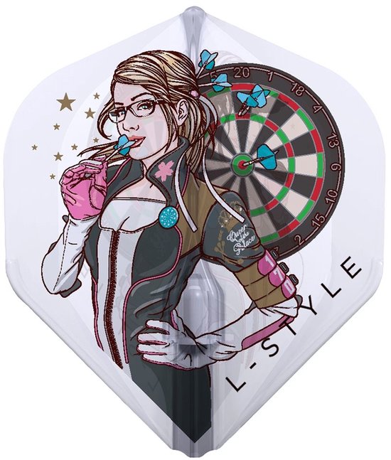 L-Style Champagne Flight EZ L1 Standard Fallon Sherrock V4 Clear White - Dart Flights van L-Style — afbeelding 3