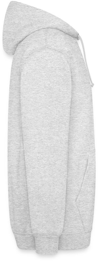 Grijze hoodie, zijaanzicht.