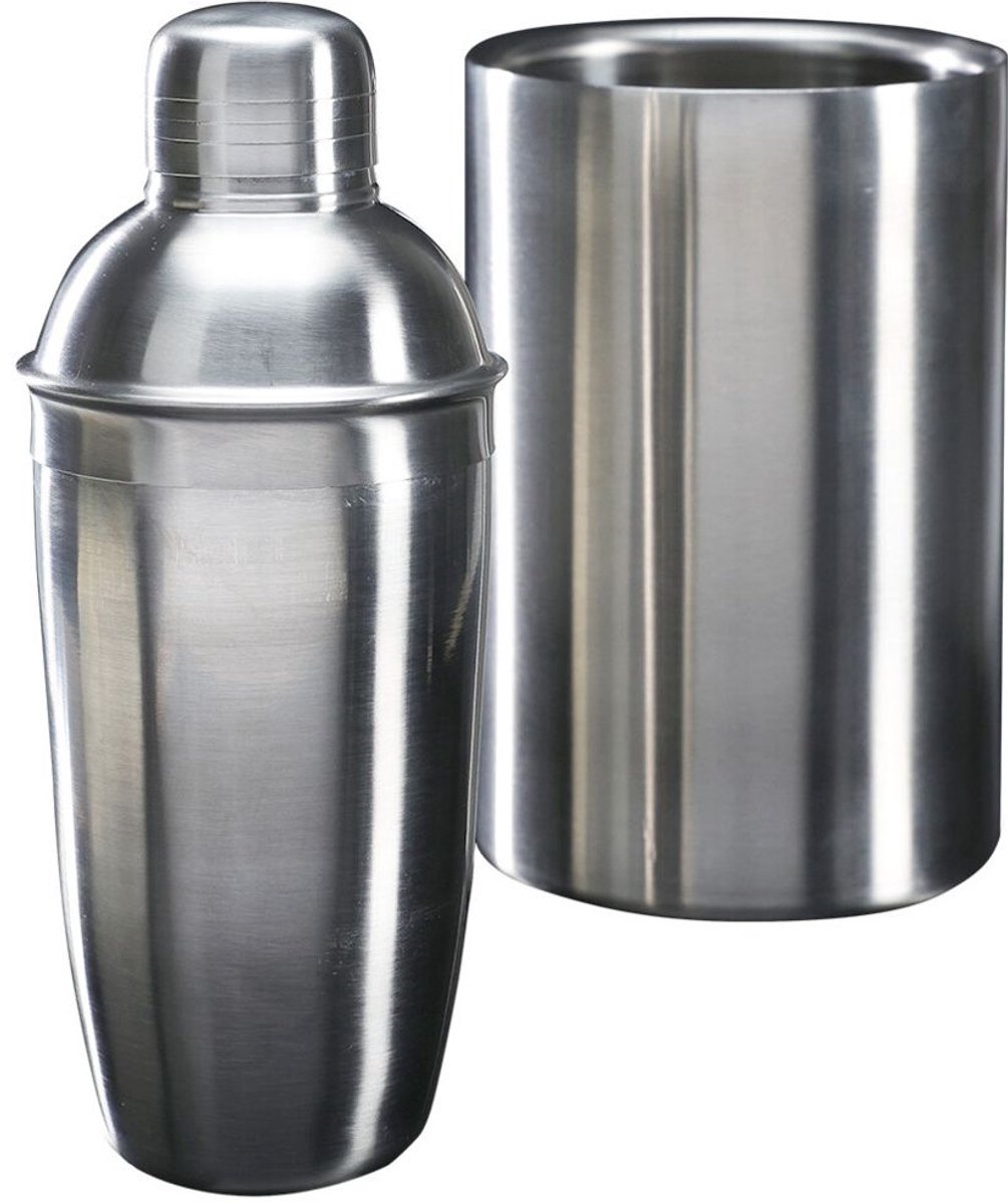 Cookinglife Barset RVS 2-Delig - Cocktailshaker & Wijnkoeler - Bar Set - RVS Zilver - Vaatwasserbestendig - 2 Stuks
