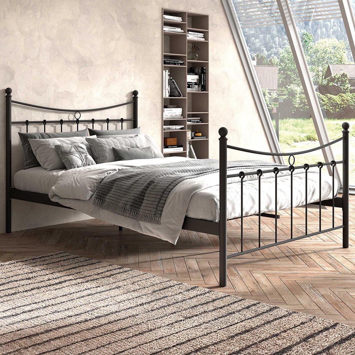 Bed 'Sacha' Zwart 140x200 Met Lattenbodem