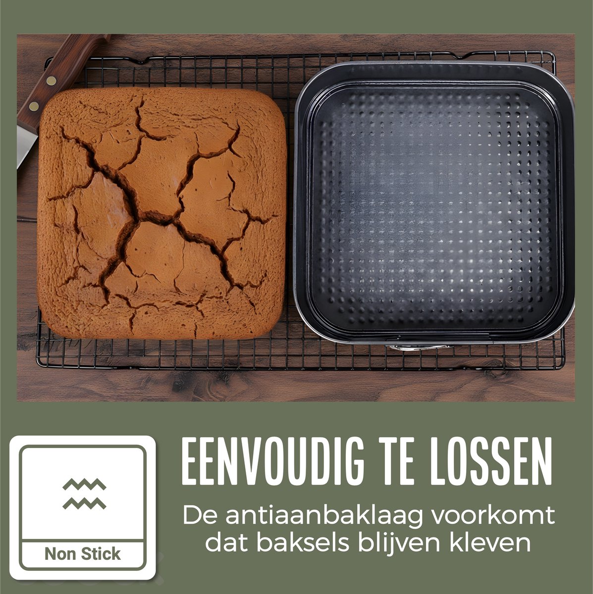 COOCK 3-delige Bakvorm Set Vierkant- Springvorm - Taartvorm Rechthoek met Antiaanbaklaag - 24 tot 28 Cm Diameter -Cakevorm Incl. Deegschraper & E-Book – foto 8