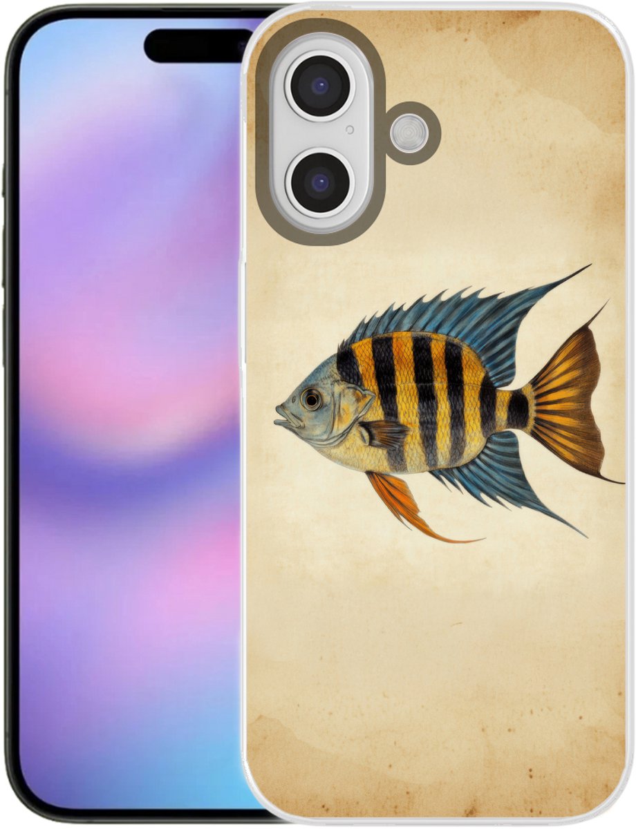 Telefoonhoesje Geschikt voor iPhone 17 hoesje - Vis - Tropisch - Strepen - Vinnen - Siliconen Telefoonhoesje Telefoonhoesje