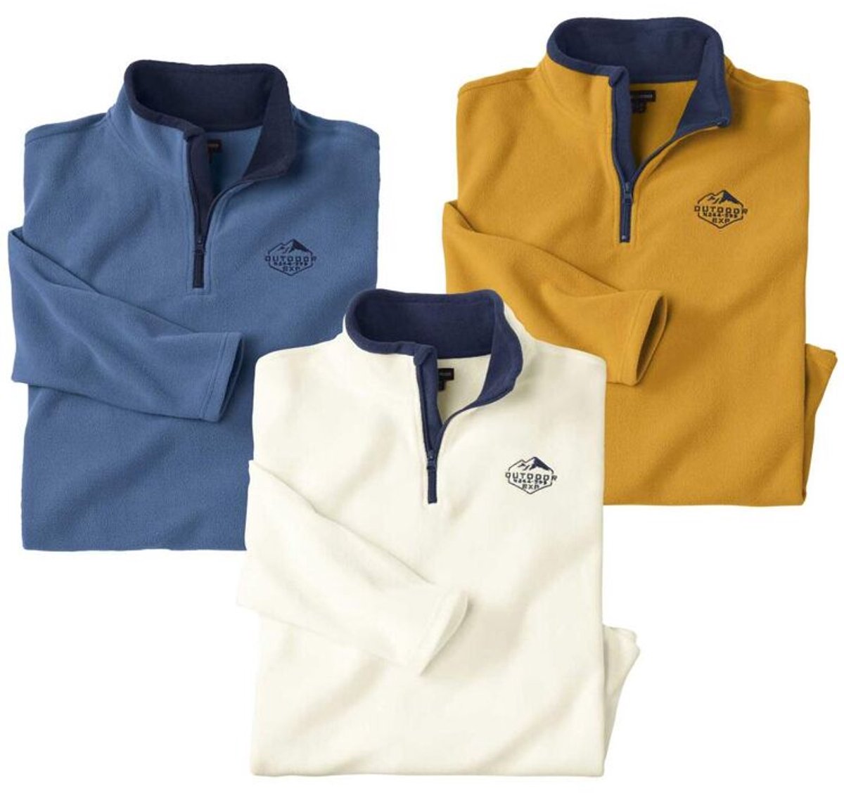 ATLAS FOR MEN - 3-pack microfleece sweaters Expedition - Heren - Verkrijgbaar in grote maten - L