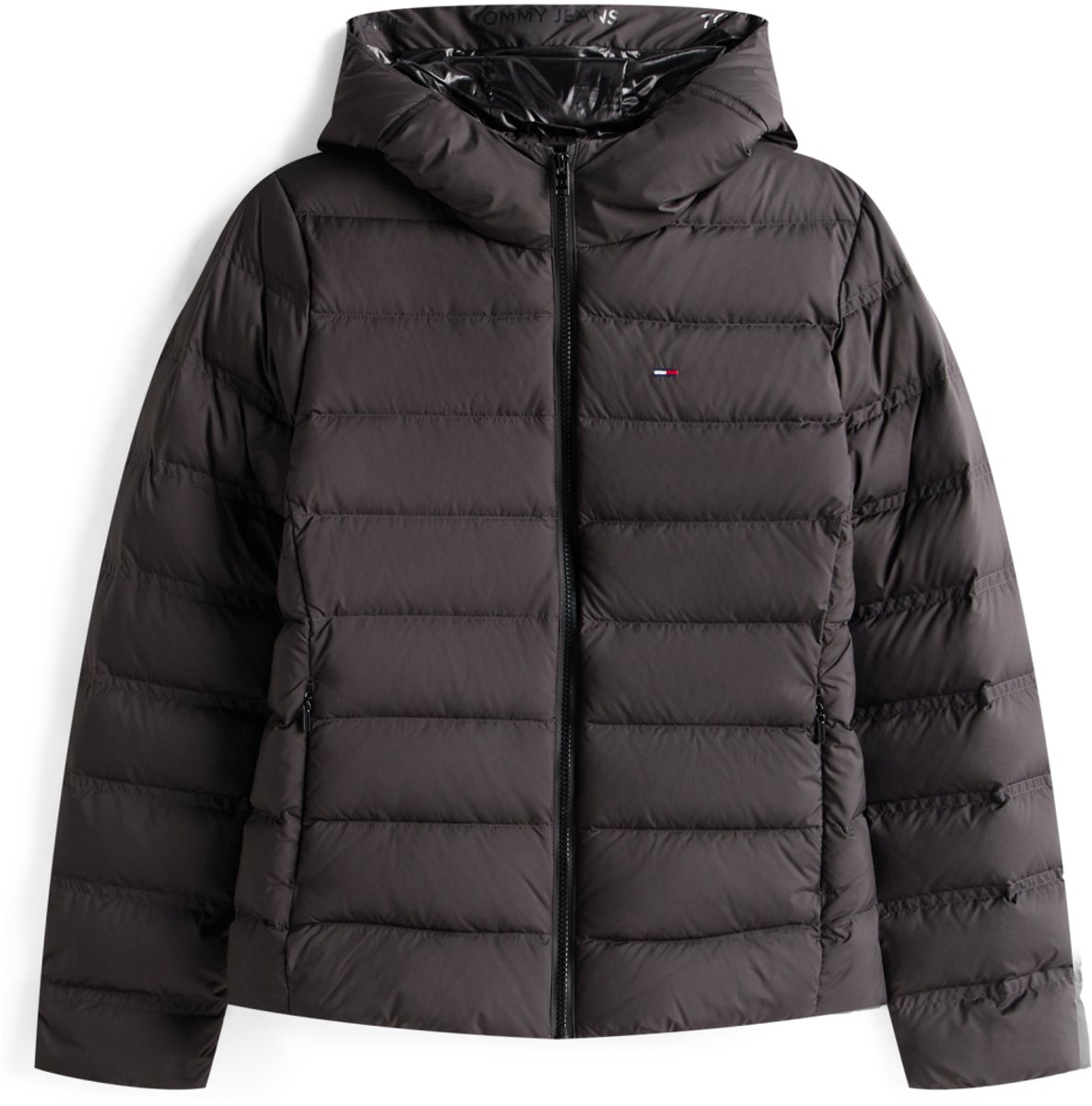 Tommy Jeans Jas Tjw Slim Hood Print Dw0dw21617 Bds Dames Zwart