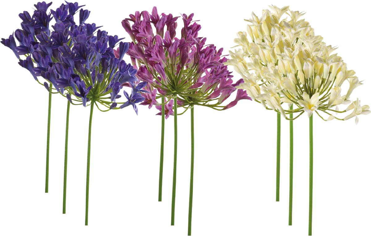 Emerald - Kunstbloem Agapanthus 75cm - Set van 9 - Kunstplant voor binnen