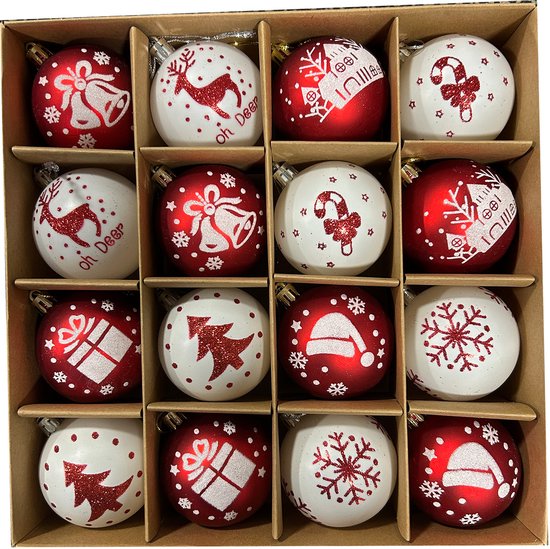 40 stuks kerstballenset, kerstballen, decoratief, onbreekbare kunststof, kerstballen, rood en groen, voor kerstversiering, bruiloft, 40 stuks, kerstrendieren
