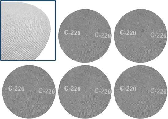 Grilles abrasives GEKO 225 mm - Velcro - Grain P220 - Set de 5 - Conception anti-poussière