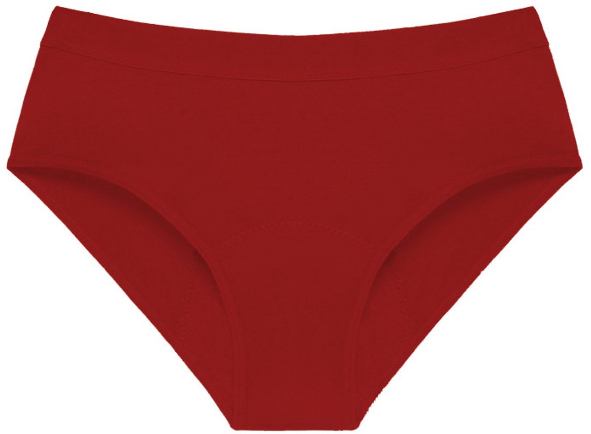 3-pack menstruatieondergoed voor dames, zuiver katoen, lekvrij, menstruatiebescherming, wasbaar,Rood-XXS