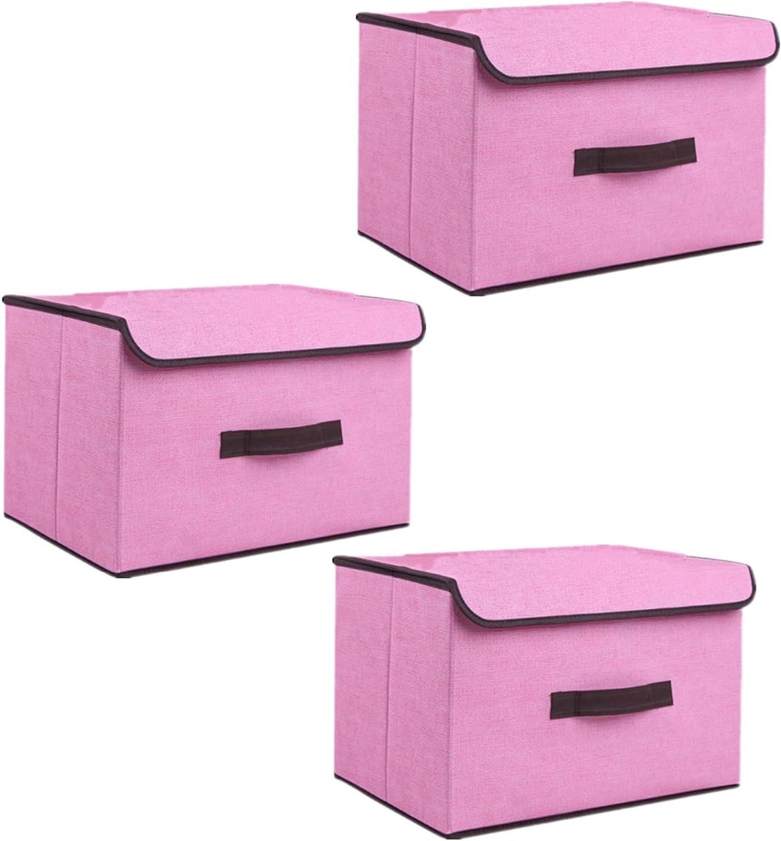CSGoods - Opbergdozen 3 stuks, Opvouwbare Stoffen Organizer-box voor Kledingopslag en Speelgoed - Roze 36×23×24 cm